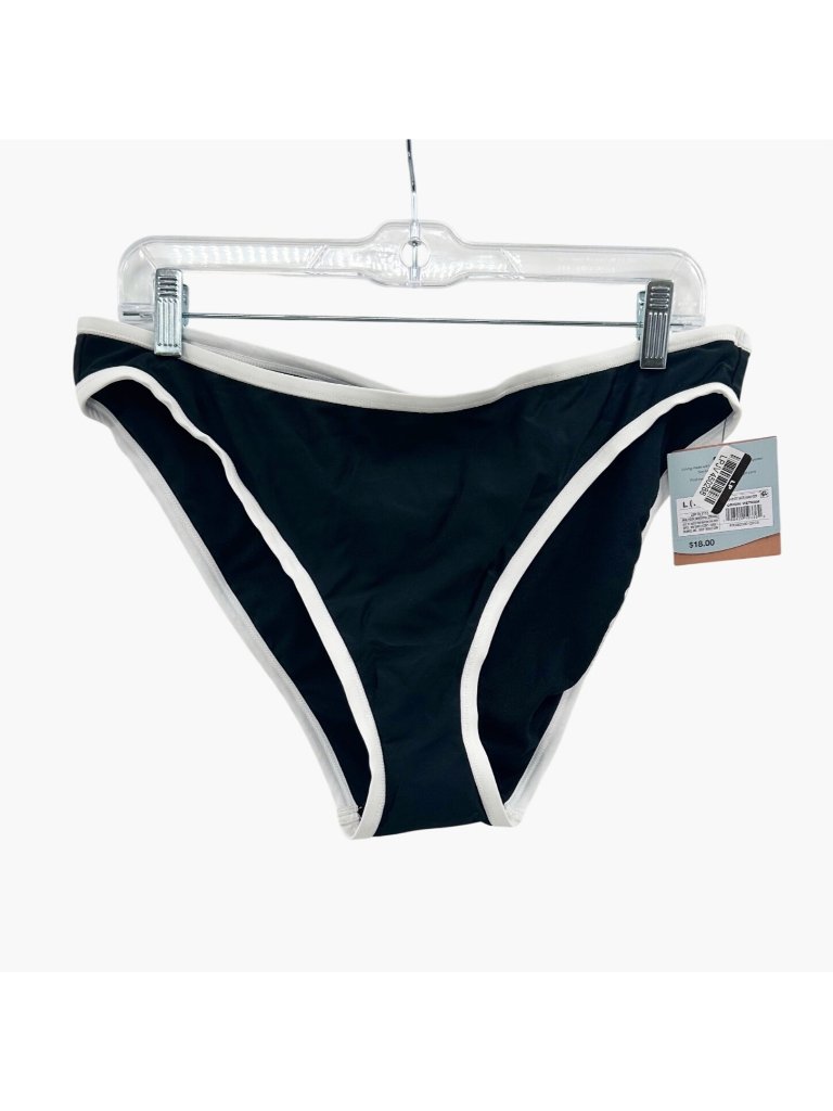 New Shade & Shore Contrast Binding Mid-Rise Hipster Bikini Bottom - Black/White — image 3 of 8